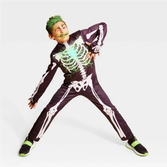 NWT Hyde & EEK! Skeleton Glow under Blacklight Electric Bones Costume Sz S (6-7)