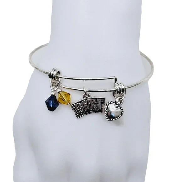 Pittsburgh Panthers Charm Bracelet Bangle Ashley Bridget Collegiate NCAA PITT