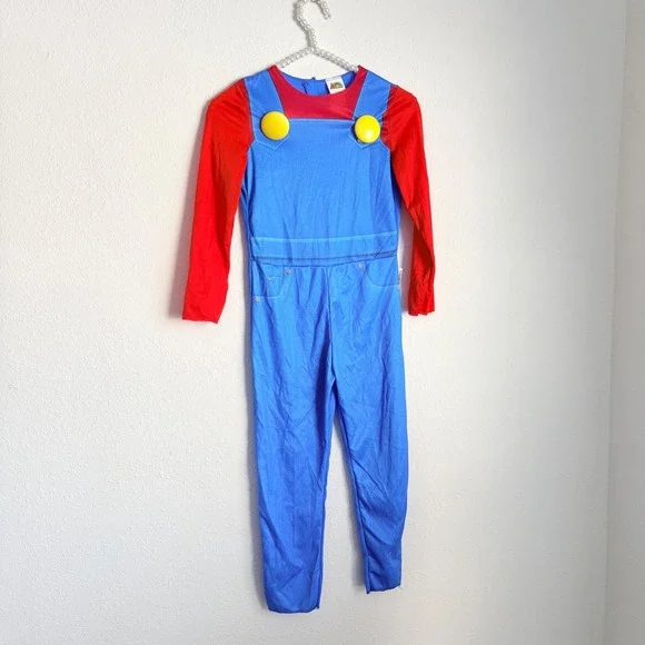 Kids Mario Bros Costume Jumpsuit Overalls Red Long Sleeve Cartoon age 3 / 4