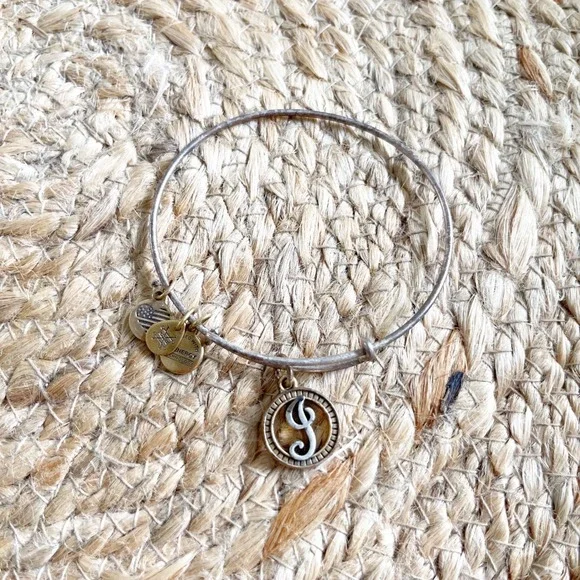Alex and Ani Initial J Charm Expandable Bangle Bracelet‎ Rafaelian Silver Finish