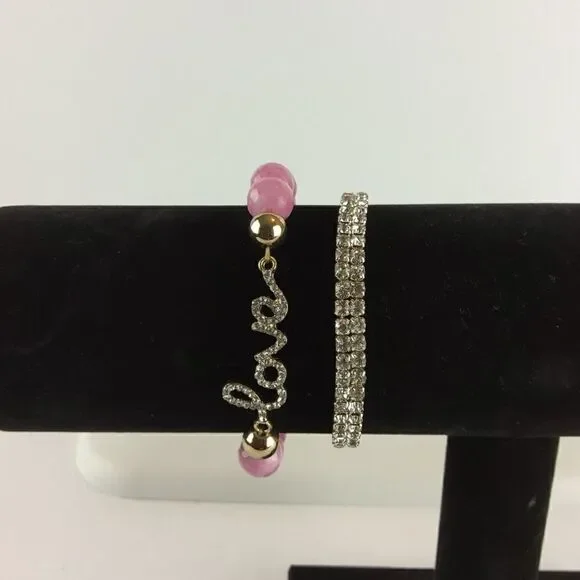 (3/$20) elastic beaded love and tennis bracelets
