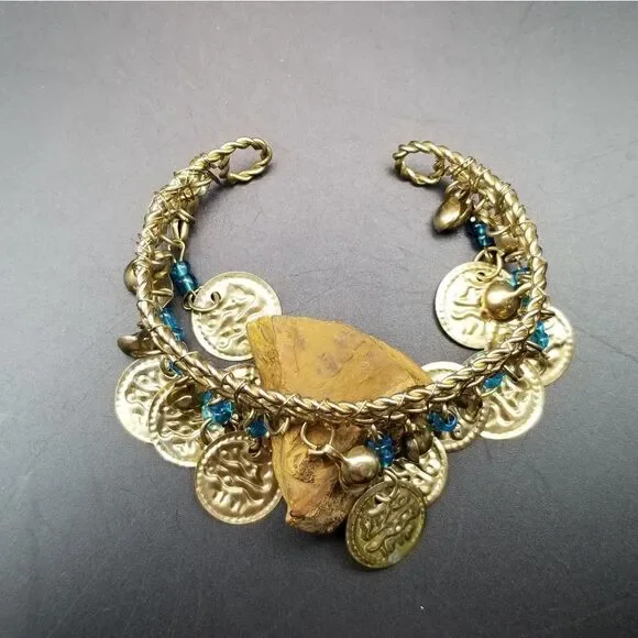 Gypsy jingle coin cuff bracelet B132