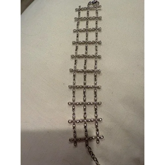 Roberta Chiarella‎ Silver Tone Crystal Cross Statement Bracelet Jewelry