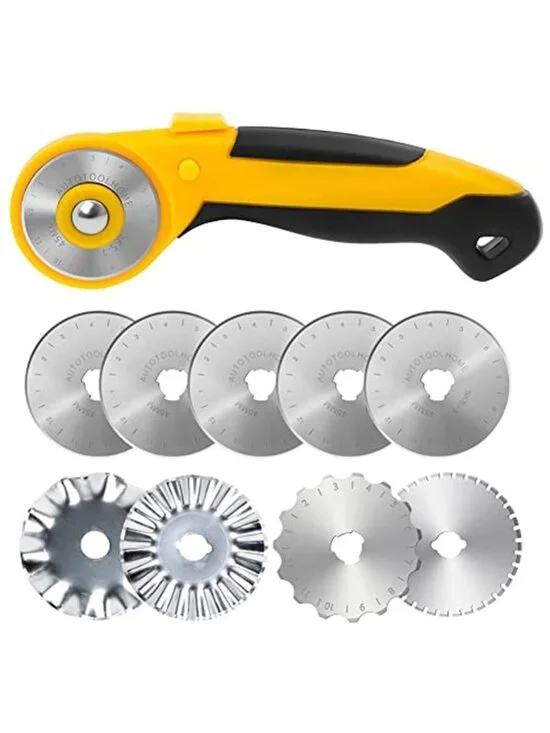 45mm Rotary Cutter with 9pcs Extra Blades Automatic Fabric Roller Cutter