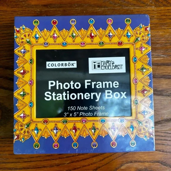 MARY ENGELBREIT NEW (2004) 3 x 5 Photo Frame Stationery Box + 150 Note Sheets