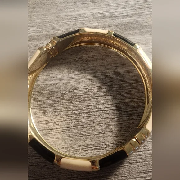 Gold Tone and Black‎ Bangle Bracelet