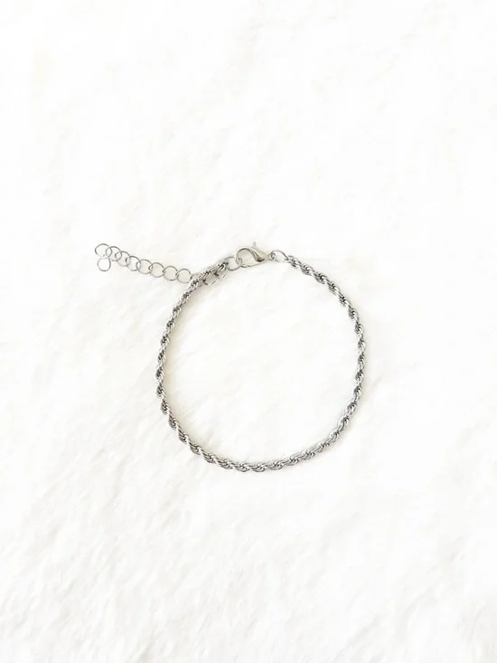 5/$15 🩷 MUST BUNDLE Silver Twisted Rope Bracelet - Women Jewelry