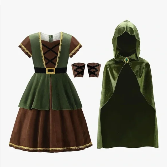 Archer Costume Huntress for Girls with Cape girls size 8