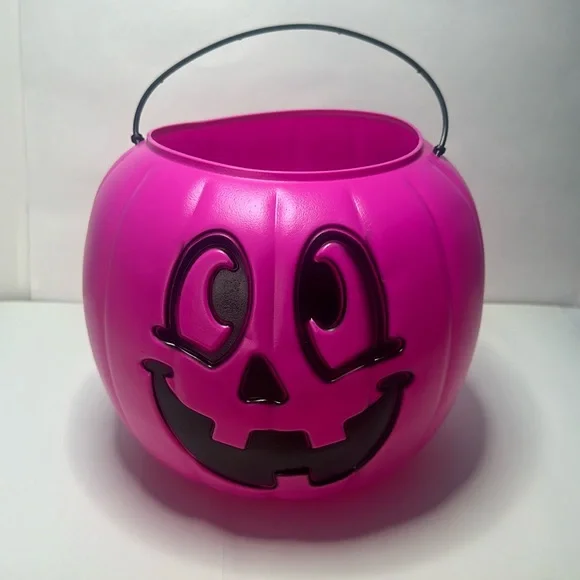 Hot Pink Halloween Pumpkin Blow Mold Bucket Pail Trick-or-treat General Foam USA