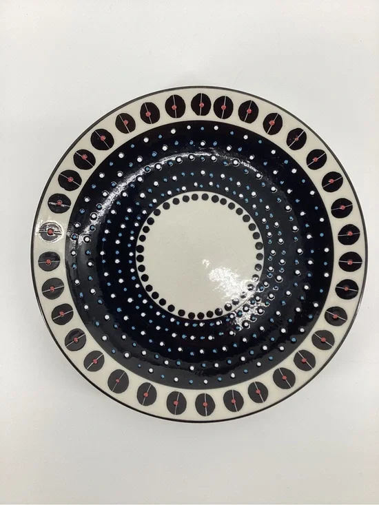 potters Workshop for West Elm Black White Dot-Pattern Dinner Plate