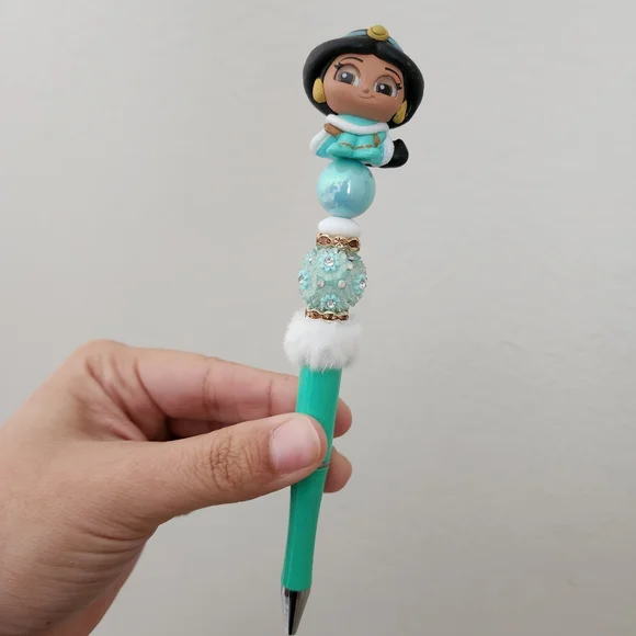 Disney Princess Jasmine Doorable Beaded Pen Black Ink Custom Made