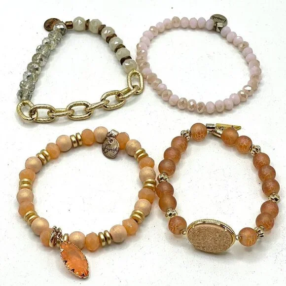 Erimish Beaded Stretch Bracelets Set of Four Multicolor OS One Size
