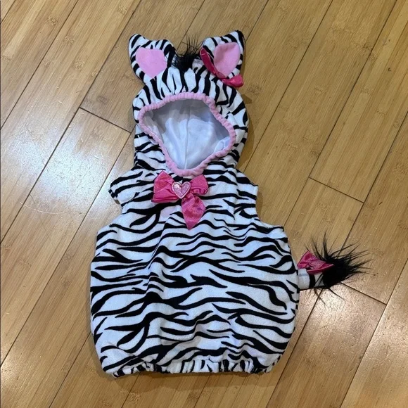 Koala Kids Infant Girl Plush Black White Stripe Baby Zebra Costume Hoodie 6-9m