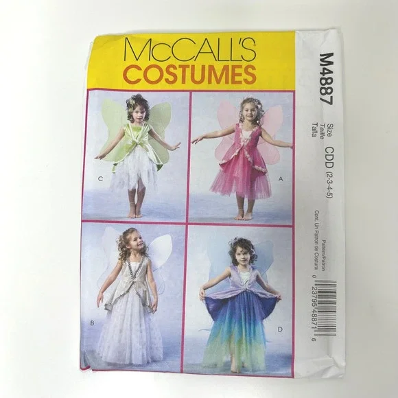 McCall's Costumes Sewing Pattern M4887 Fairy Dress Size CDD (2-3-4-5) UNCUT‎