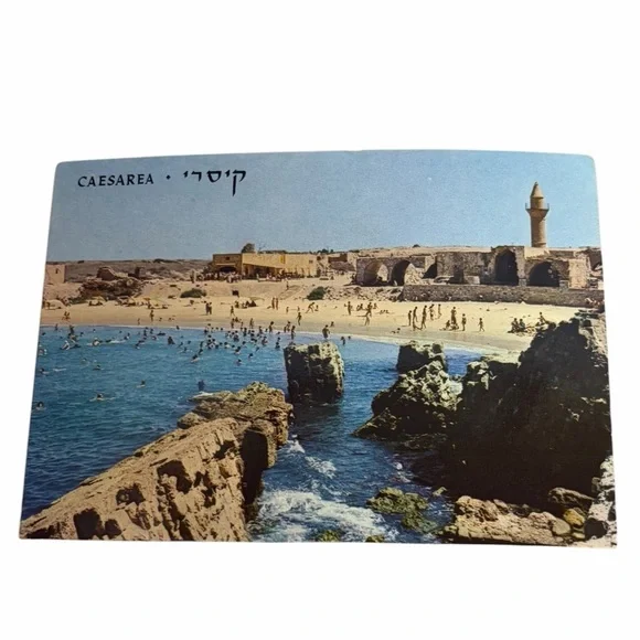 Caesarea Israel Postcard — Beach & Ancient Ruins View