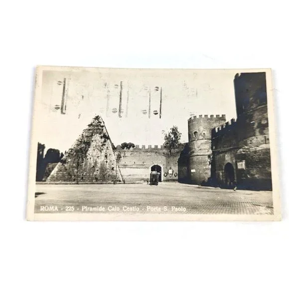 Vintage‎ Postcard Rome Italy Pyramid of Caius Cestius Europe Piramide Cestia