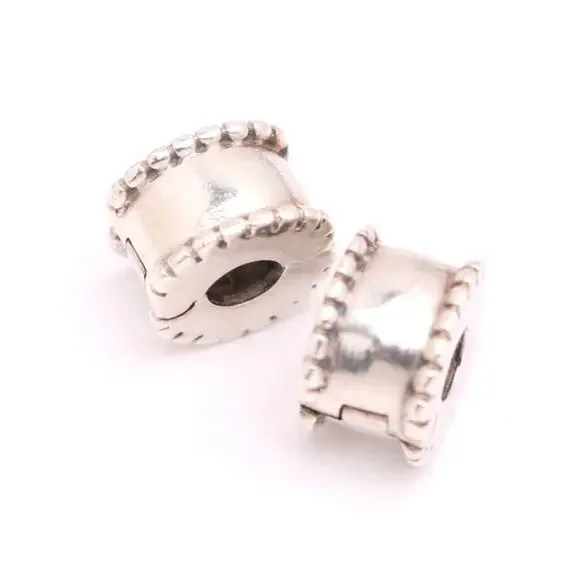 Two Authentic PANDORA Sterling Silver Beveled Clips
