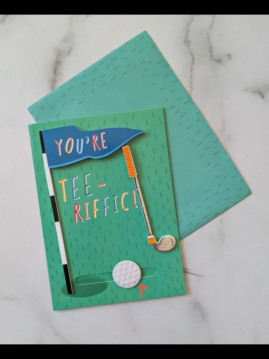 You're Tee-riffic Golf Greeting Card - Teal & Blue