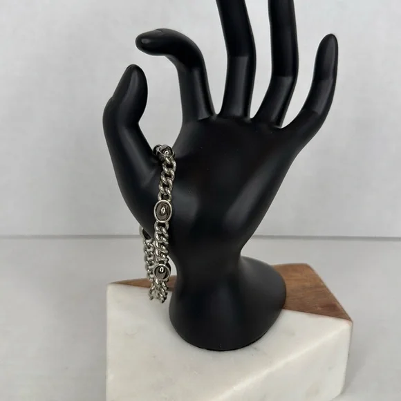 Vintage Silver Chain with charm detailing Bracelet lot C10