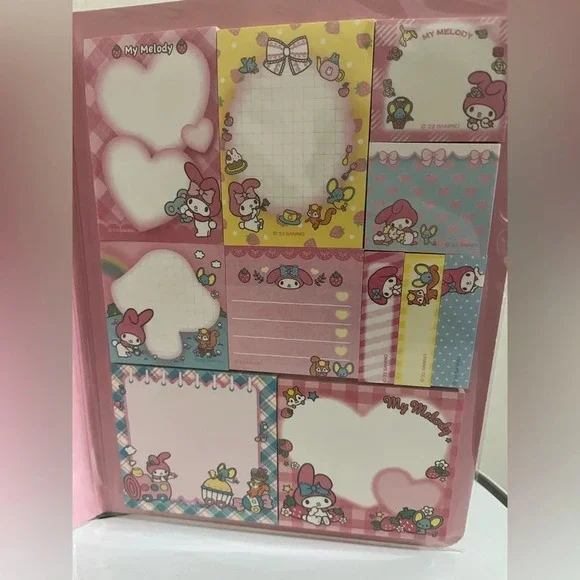 My Melody Memo Book-Style Set of Sticky Notes and Stationery Pages
