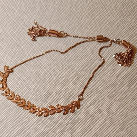 Rose Gold Adjustable Slider Chain Leaf Bracelet