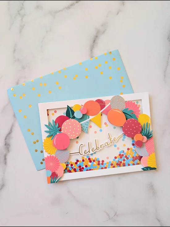 Celebrate Confetti Layered Greeting Card - Bright Multicolor