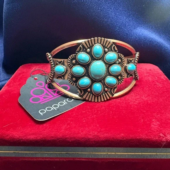 Paparazzi Teal and Bronze Floral Bracelet