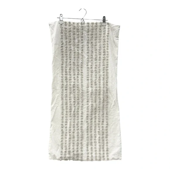 West Elm White Cotton Tufted King Pillow Sham Neutral Pom Pom Textured 20x36
