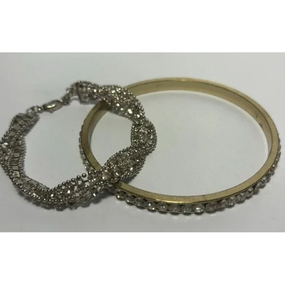 Bracelet Lot Statements Rhinestone and Metal Sparkly Glam