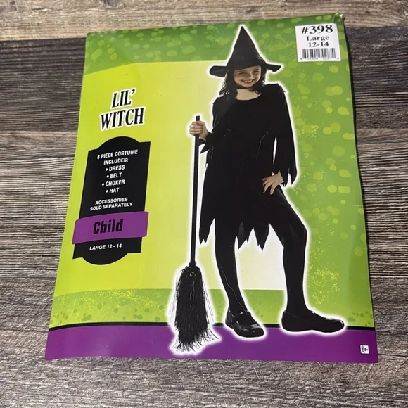 Little Witch Classic Costume Girls Kids Size Large 12-14