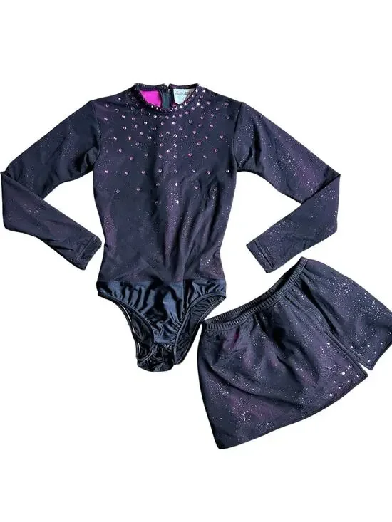 Satin Stitches Figure Skating Dress Youth 12 Lyrical Dance Costume Rhinestone