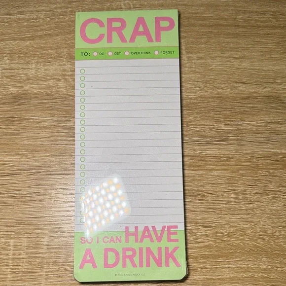NWT- KNOCK KNOCK Make a List Pad • Notepad Pink and Green Funny