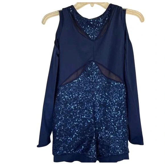 Weissman Girls Dance Skating Costume Sz LC 14 Blue Sparkle
