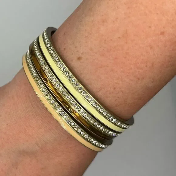 *3/$20* Set of 3 Lia Sophia gold tone enamel and rhinestone bangle bracelets