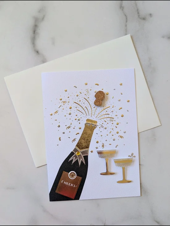 Gold Foil Champagne Celebration Greeting Card