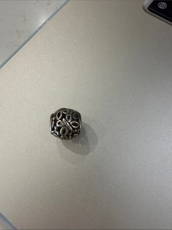 Pandora Sterling Silver filigree Openwork Floral Bead Charm