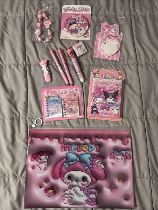 Sanrio My Melody Pink Stationery Set - 10 Piece Bundle Lot