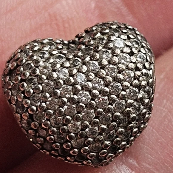 Pandora Charm Heart Shape Clip On ALE 925 Silver Vintage Retired