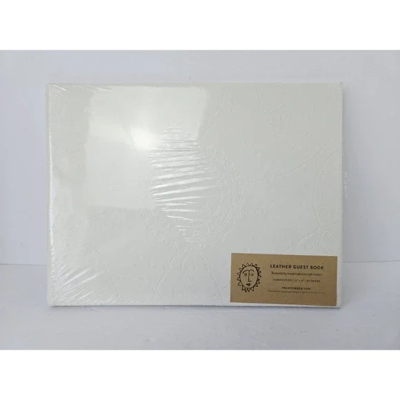 Leather Guest Book white soft leather NEW‎ Print Fresh