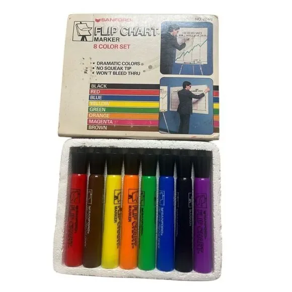 Vintage Sanford flip chart markers in original box