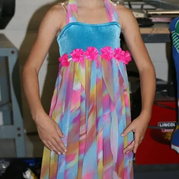 Costume Gallery multi color dance costume. Lyrical. Solo.  Blue Pink Med Child