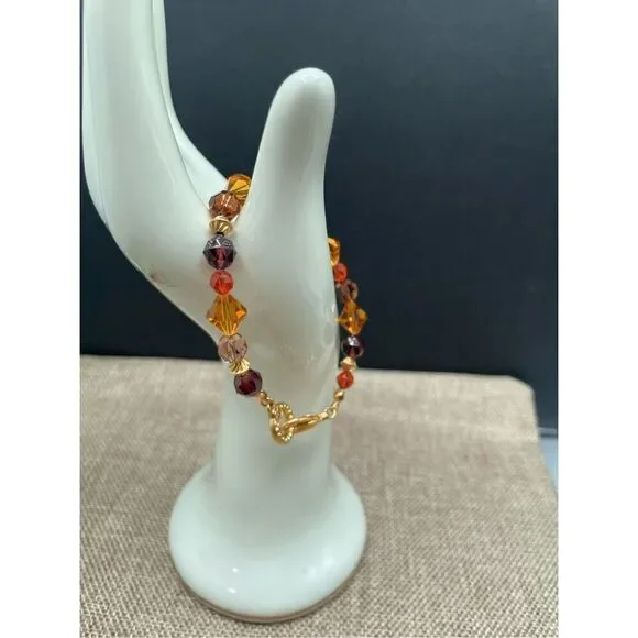 Swarovski And Czech Crystal Beaded Bracelet Goldtone