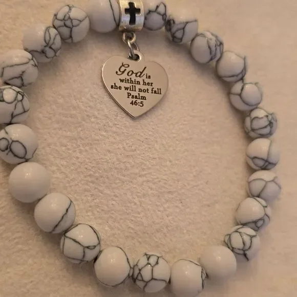 Beaded Bracelet with Heart Charm