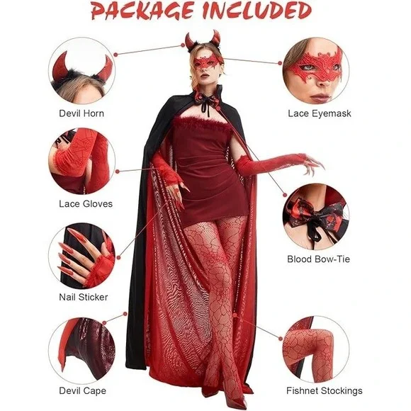 Halloween Costumes for Women‎ Adult Devil Costume Women Outfit Set