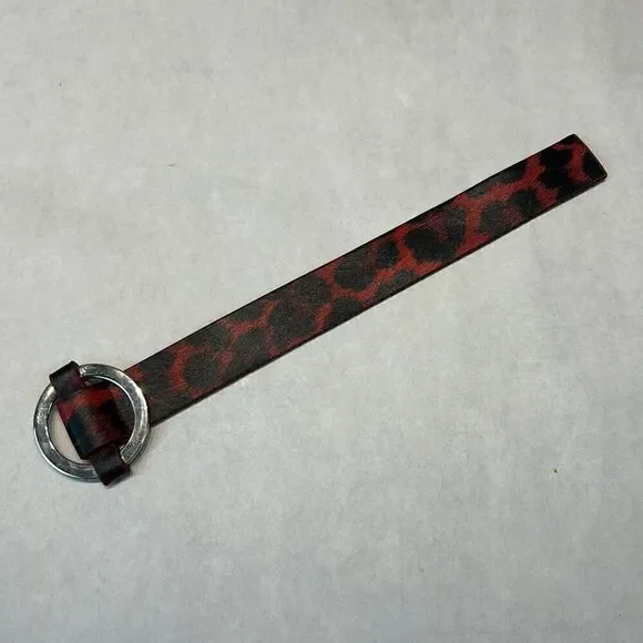 Wrap Bracelet Red Black Animal Print Leopard Cheetah Silver Buckle NWOT
