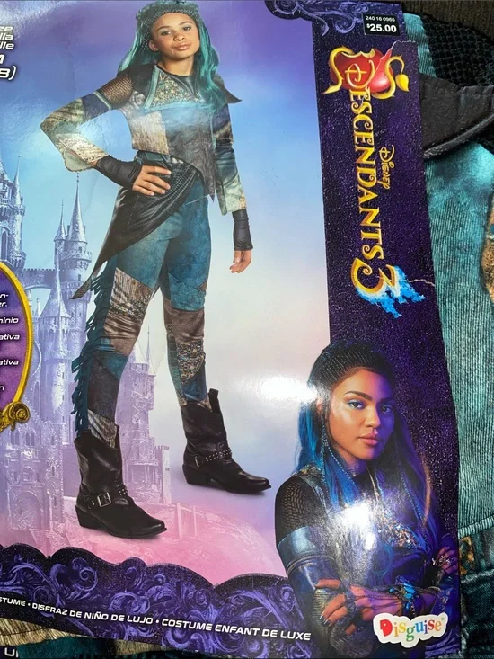 Disney Descendants 3 Teal and Black Mal Girls Costume size L 10-12
