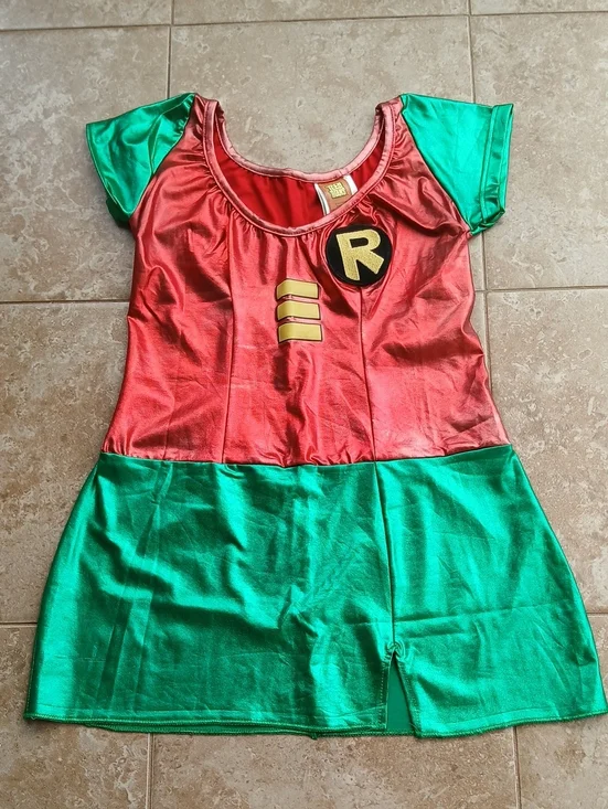 Teen Titan Robin Metallic Superhero Mini Dress Cosplay Halloween Costume
