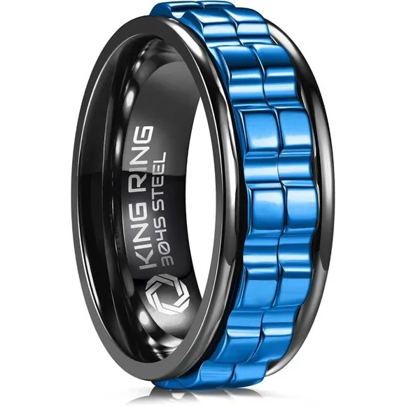 Wide Gear Spinner Rings – Ultra Polished Heavy Fidget Rings for Men & Women