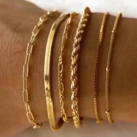 14K Gold Plated Bracelet Stack Set