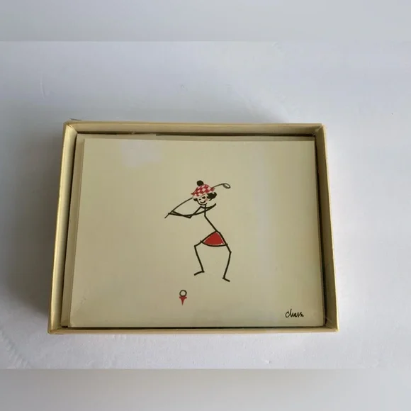 Kristin Elliott Inc. 10 cards with envelopes Golf Vintage stationary